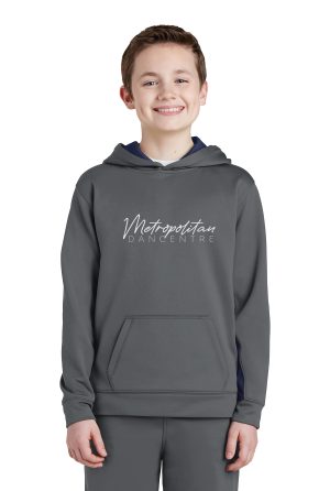 Sport-Tek® Youth Sport-Wick® Fleece Colorblock Hooded Pullover